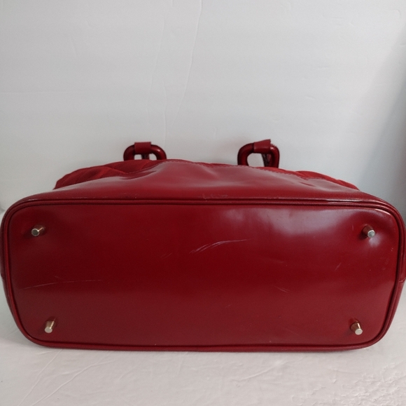 Burberry Red Shoulder Bag Quilted Large Grande Tote Bag Made In Italy Authentic - Picture 6 of 16